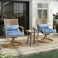 thumbnail image 1 of Poteban 3 Pieces Patio Swivel Chairs Set of 2 with Wicker Table, Bistro Set with Swivel Rocker Chair, Outdoor Furniture with Thickened Cushions for Porch Backyard Deck (Blue), 1 of 9
