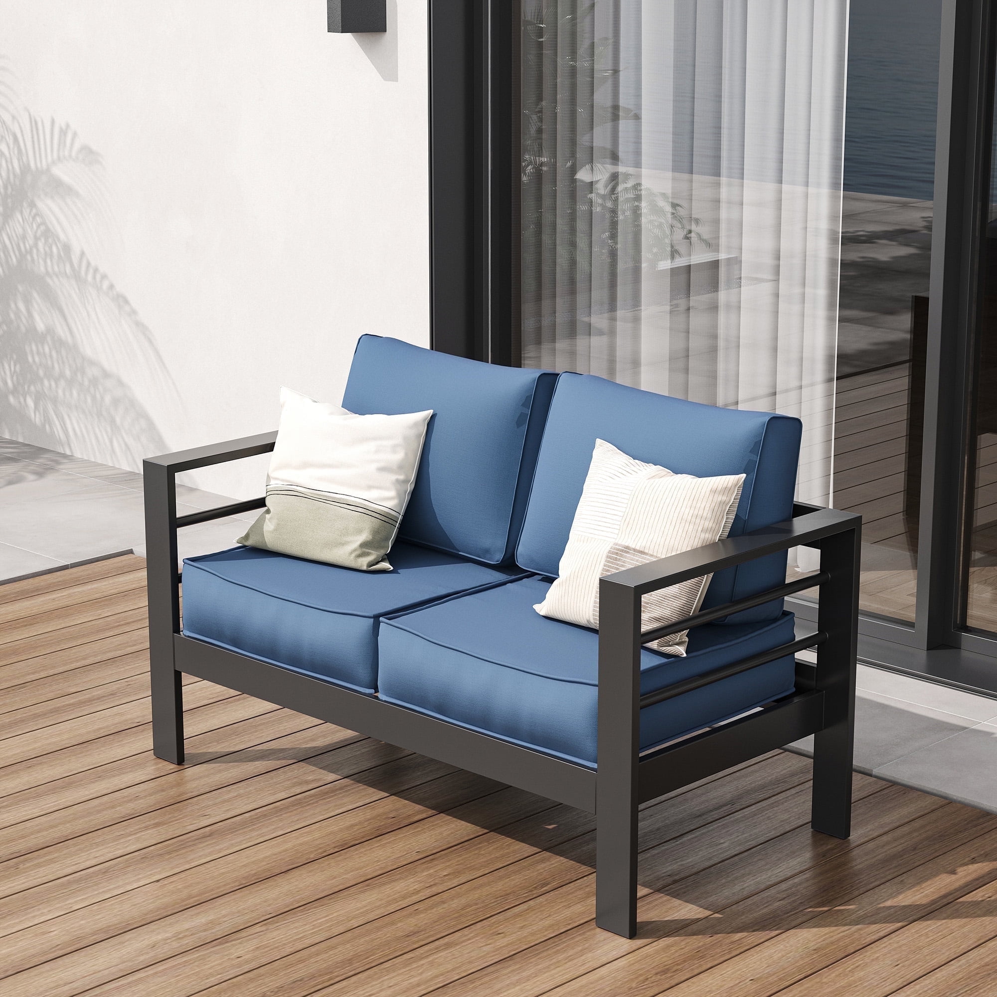 Walmart sales :  Poteban Aluminum Patio Furniture,Outdoor Metal Sectional Sofa with Table and Waterproof Aluminum Patio Furniture Sofa,All-Weather Metal Outdoor Sofa, Gray(A 2-Seat Sofa)