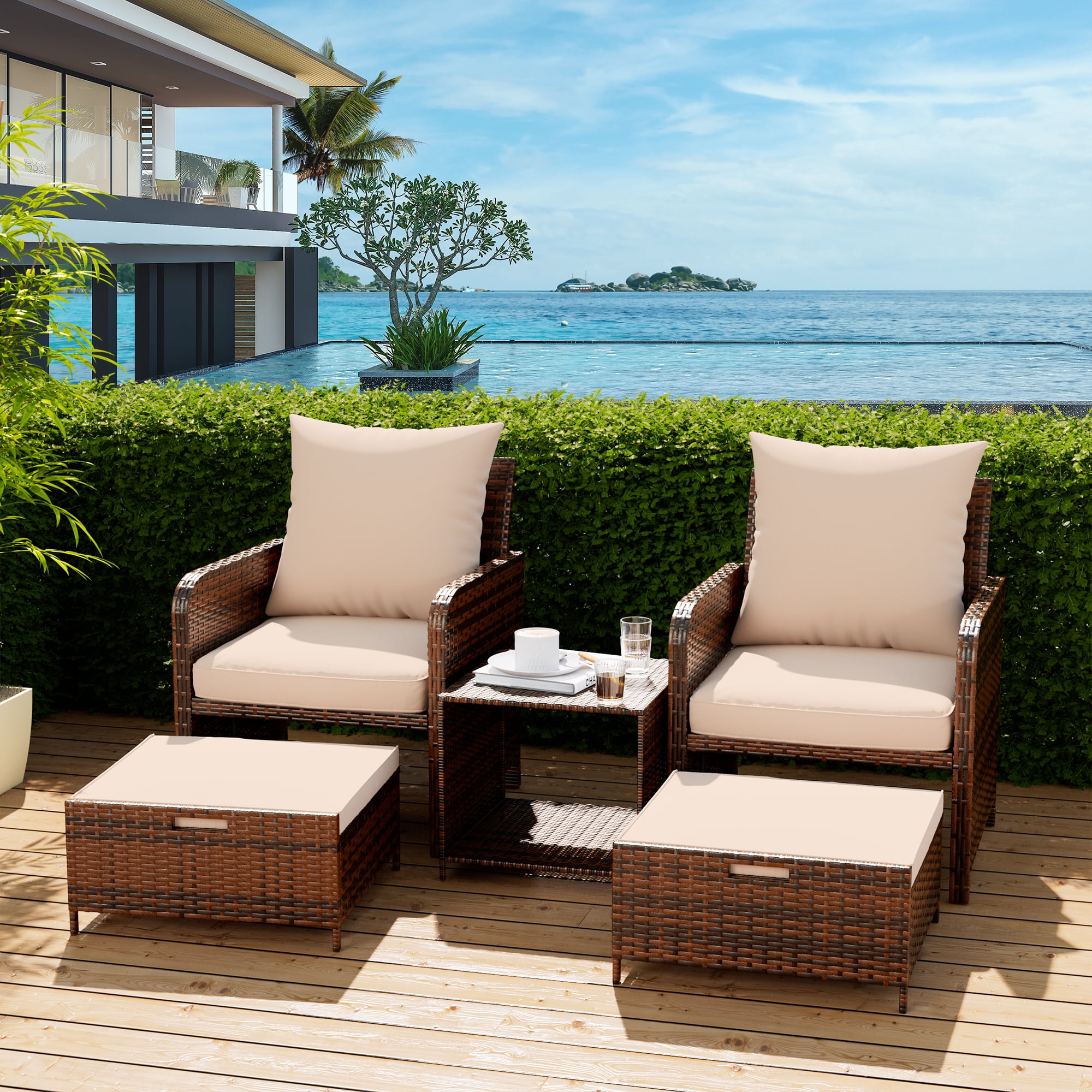 Poteban Balcony Furniture 5 Piece Patio Furniture Set, Outdoor Patio ...
