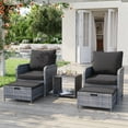 thumbnail image 1 of Poteban Gray Rattan Outdoor Seating 5-Piece Set,Outdoor Patio Chair with Ottoman for Front Porch Deck,Wicker Lounge Chair with Side Table, Black, 1 of 9