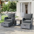 thumbnail image 1 of Poteban Gray Rattan Outdoor Seating 5-Piece Set,Outdoor Patio Chair with Ottoman for Front Porch Deck,Wicker Lounge Chair with Side Table,Grey, 1 of 9