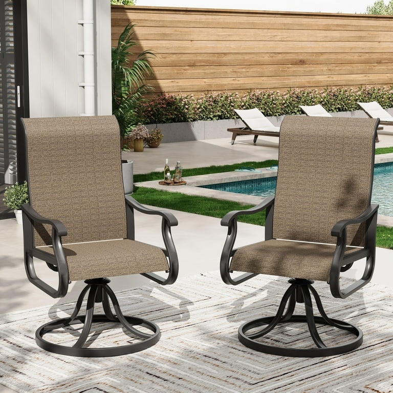 POTEBAN Metal Outdoor Dining Chair Set of 2 Khaki