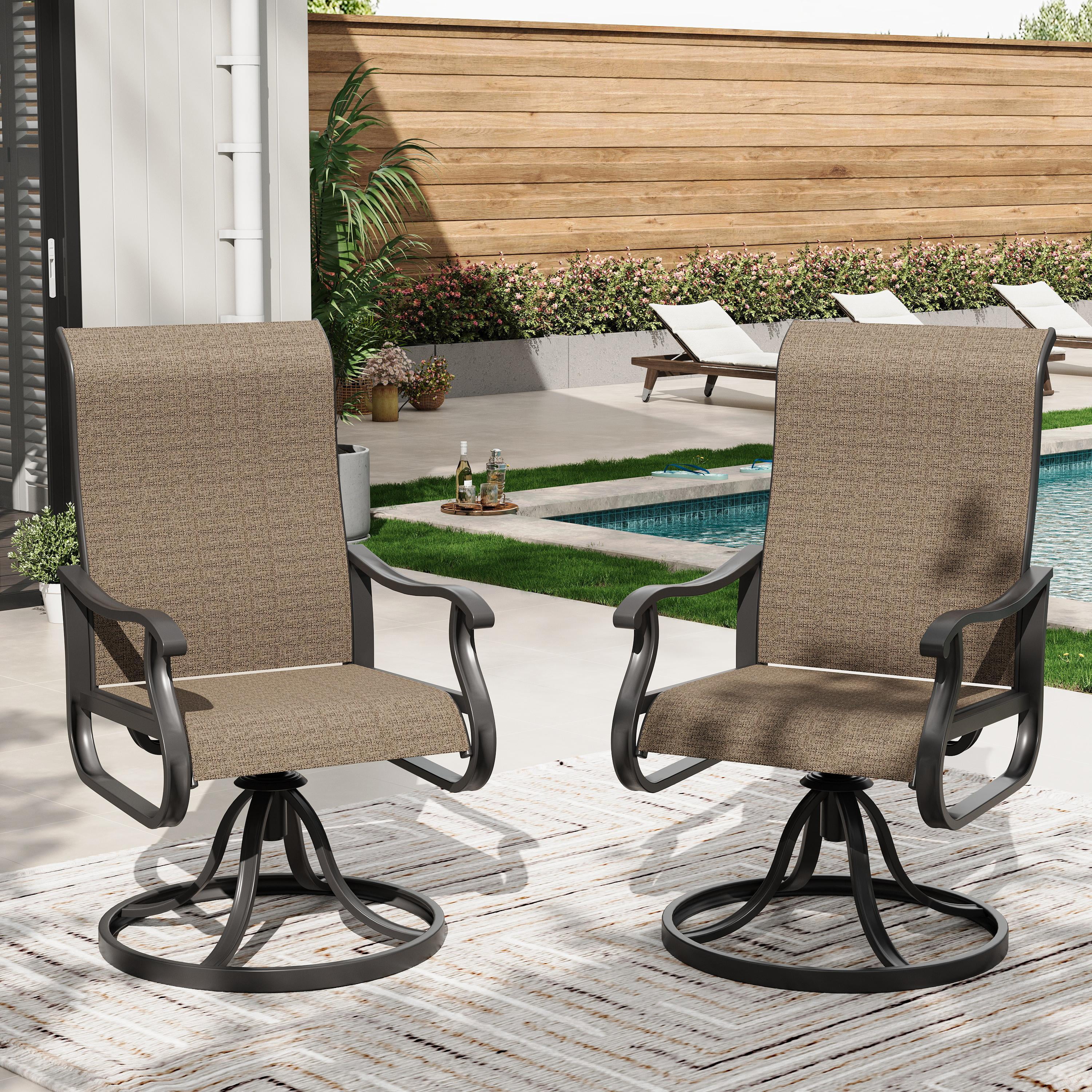 Poteban High Back Swivel Patio Chairs Set of 2, All Weather Outdoor