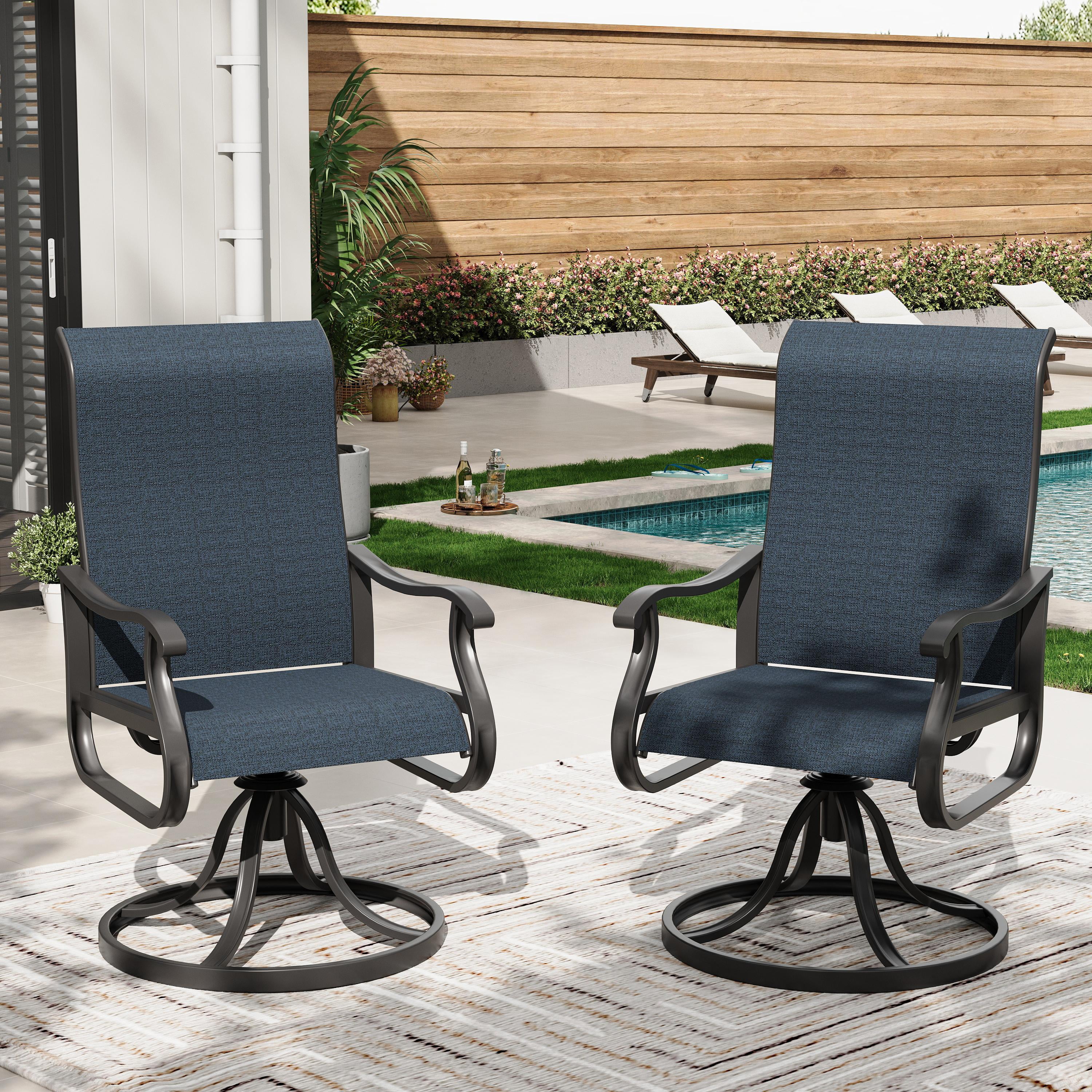 Poteban High Back Outdoor Dining Chairs Set of 2, All Weather Swivel Patio Chairs, Breathable