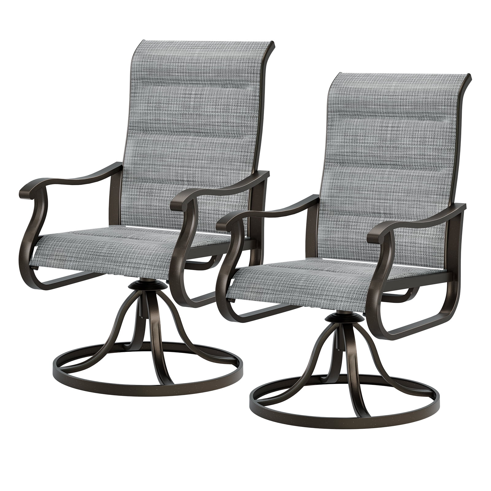 Outdoor 4 Pieces Patio Swivel Bar Stools, All-Weather Textilene, Brown