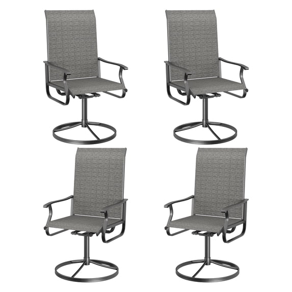 POTEBAN Textilene High Back Outdoor Dining Chair - Set of 4, Dark Grey