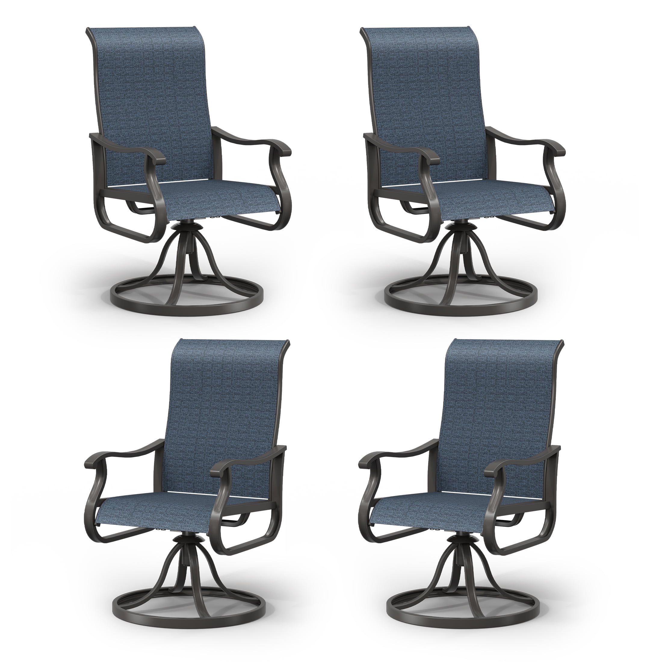 Poteban 4-Piece High Back Swivel Patio Chairs, All-Weather Outdoor ...
