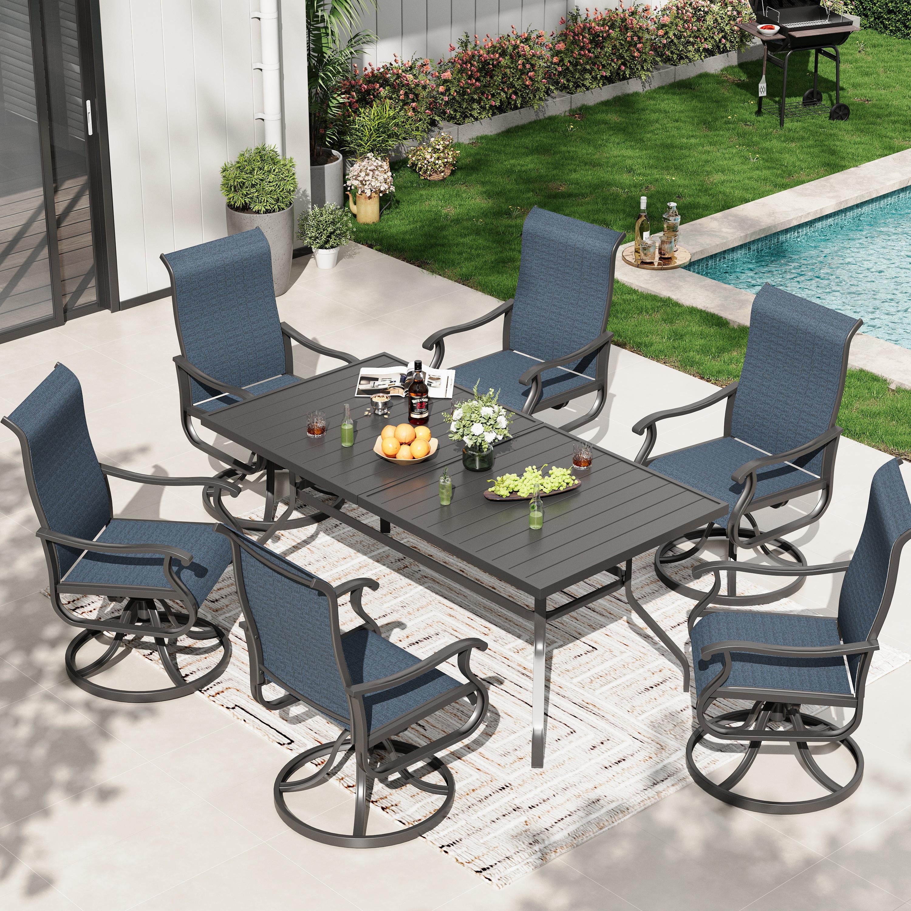 Outdoor 4 Pieces Patio Swivel Bar Stools, All-Weather Textilene, Brown