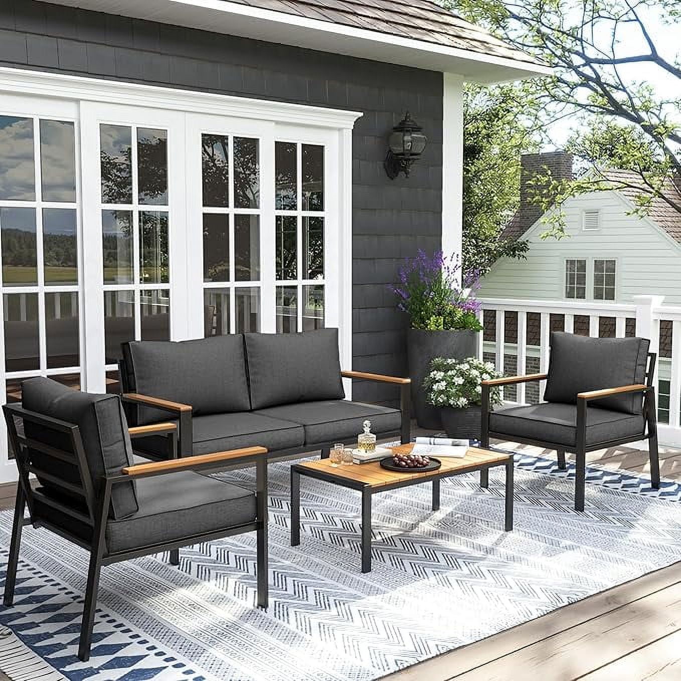 Metal patio furniture conversation sets hotsell