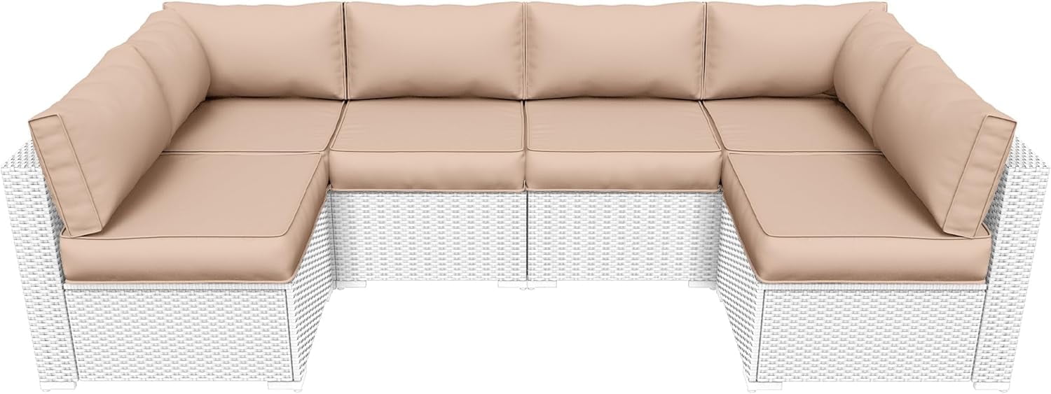 Poteban Outdoor Cushions for Patio Furniture Replacement, Waterproof Patio Furniture Cushions, Deep Seat Patio Cushions, Patio Seat Cushions for Outdoor Sectional (Beige)