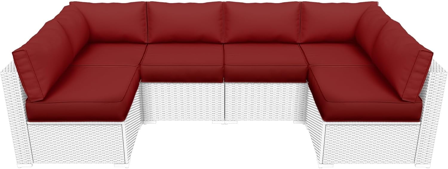 Poteban Outdoor Cushions for Patio Furniture Replacement, Waterproof Patio Furniture Cushions, Deep Seat Patio Cushions, Patio Seat Cushions for Outdoor Sectional (Wine Red)