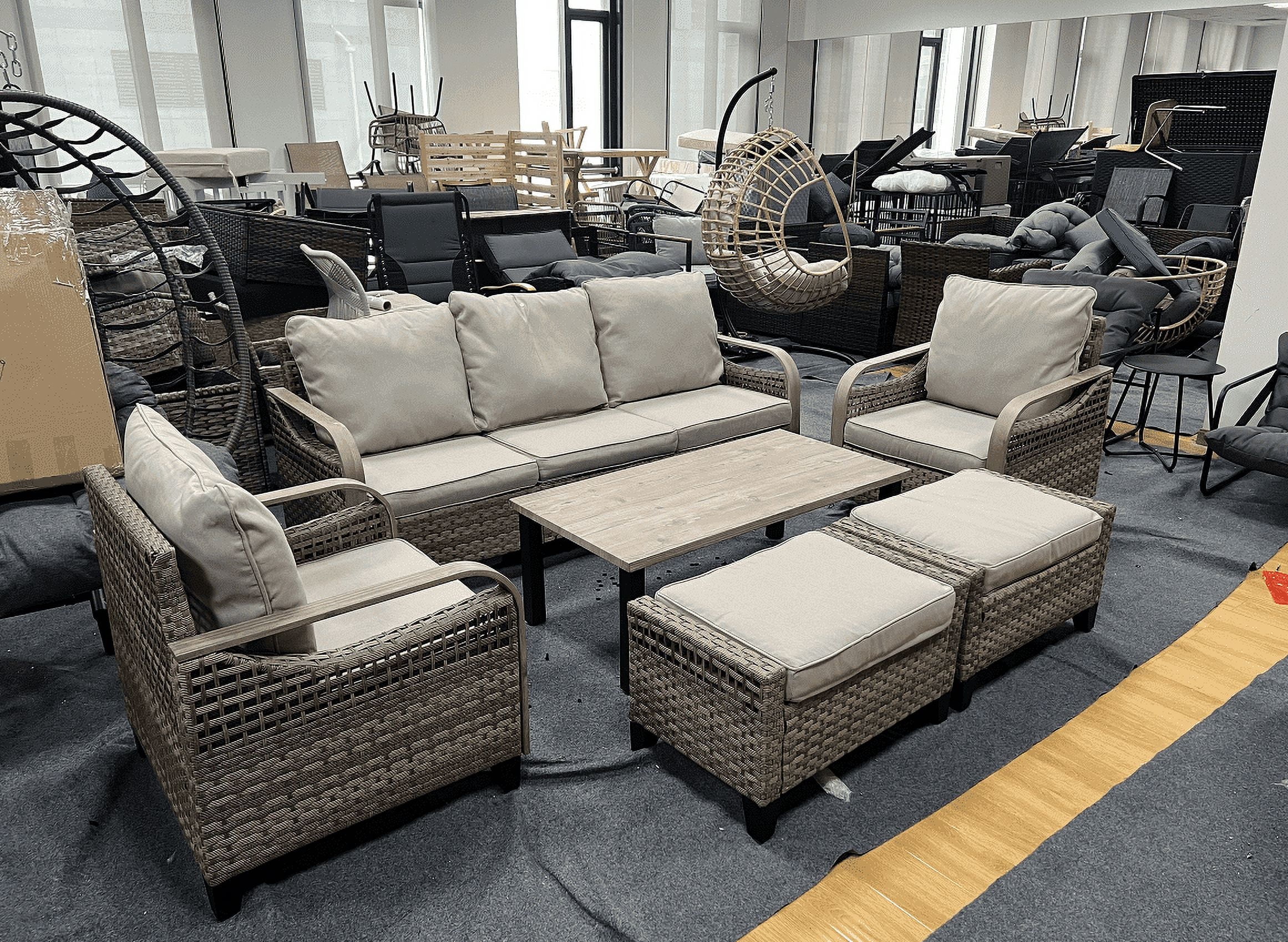 Poteban Outdoor Patio All Weather Wicker Furniture Sets,with Coffee Table, Sofa, Swivel Rocking ...