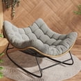 thumbnail image 1 of Poteban Outdoor Rocking Chair, Indoor Papasan Chair, Oversized Egg Rocking Chair with Thick Cushion, Rattan Wicker Rocker Lounge Chair for Bedroom, Living Room, Patio, Garden, Porch (Light Grey), 1 of 10