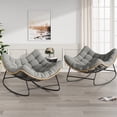 thumbnail image 1 of Poteban Outdoor Rocking Chair, 2 PCS Indoor Papasan Chairs, Oversized Egg Rocking Chair with Thick Cushion, Rattan Wicker Rocker Lounge Chair for Bedroom, Living Room, Patio, Garden, Porch, 1 of 10