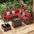 thumbnail image 1 of Poteban Outdoor Sectional with Fire Pit Table, 8 Inch Armrest Patio Furniture Set with Waterproof Cover for Garden Backyard, 4'' Thickened Cushion, 1 of 9