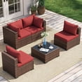 thumbnail image 1 of Poteban Patio Furniture Sets, Modular Rattan Outdoor Patio Sectional Furniture Sofa Set, Wicker Patio Conversation Set for Backyard,5PCS, 1 of 8