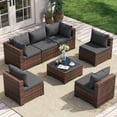 thumbnail image 1 of Poteban Patio Furniture Sets, Modular Rattan Outdoor Patio Sectional Furniture Sofa Set, Wicker Patio Conversation Set for Backyard,7PCS, 1 of 8