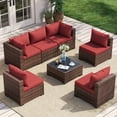 thumbnail image 1 of Poteban Patio Furniture Sets, Modular Rattan Outdoor Patio Sectional Furniture Sofa Set, Wicker Patio Conversation Set for Backyard,7PCS, 1 of 8