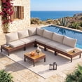 thumbnail image 1 of Poteban 7-piece Outdoor Patio Furniture Set with Modular Sofa, Outdoor Patio Sectional Set,L-Shaped Sectional Sofa Couch with Coffee Table for Backyard,Lawn,Garden,Khaki, 1 of 10