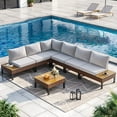 thumbnail image 1 of Poteban 7-piece Rattan Outdoor Patio Sofa Set,L-Shaped Sectional Sofa Couch with Coffee Table for Backyard,Lawn,Garden,Khaki, 1 of 9