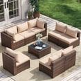 thumbnail image 1 of Poteban Patio Furniture Sets, Modular Rattan Outdoor Patio Sectional Furniture Sofa Set, Wicker Patio Conversation Set for Backyard,9PCS, 1 of 8
