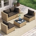 thumbnail image 1 of Poteban Patio Furniture Sets, Modular Rattan Outdoor Patio Sectional Furniture Sofa Set, Yellow Wicker Patio Conversation Set for Backyard,5PCS, 1 of 7