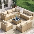 thumbnail image 1 of Poteban Patio Furniture Sets, Modular Rattan Outdoor Patio Sectional Furniture Sofa Set, Yellow Wicker Patio Conversation Set for Backyard,9PCS, 1 of 7