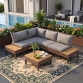 thumbnail image 1 of Poteban 5-piece Rattan Outdoor Patio Sofa Set,L-Shaped Sectional Sofa Couch with Coffee Table for Backyard,Lawn,Garden,Dark Grey, 1 of 10