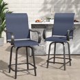 thumbnail image 1 of Poteban Patio Swivel Bar Stools Chair of 2, Outdoor Bar Heigt Set, All Weather High Back and Armrest Rocking Stools & Bar Chairs for Backyard, Lawn Garden, Balcony and Pool,Navy, 1 of 7