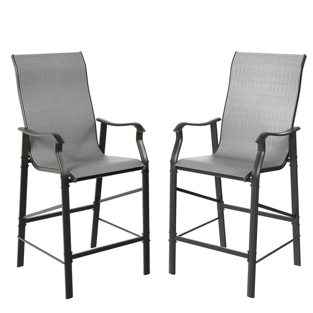 Poteban Patio Bar Stools Chair of 2, Outdoor Bar Height Set, All