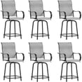 thumbnail image 1 of Poteban Patio Swivel Bar Stools Chair of 6, Outdoor Bar Heigt Set, All Weather High Back and Armrest Rocking Stools & Bar Chairs for Backyard, Lawn Garden, Balcony and Pool,Gray&White, 1 of 7