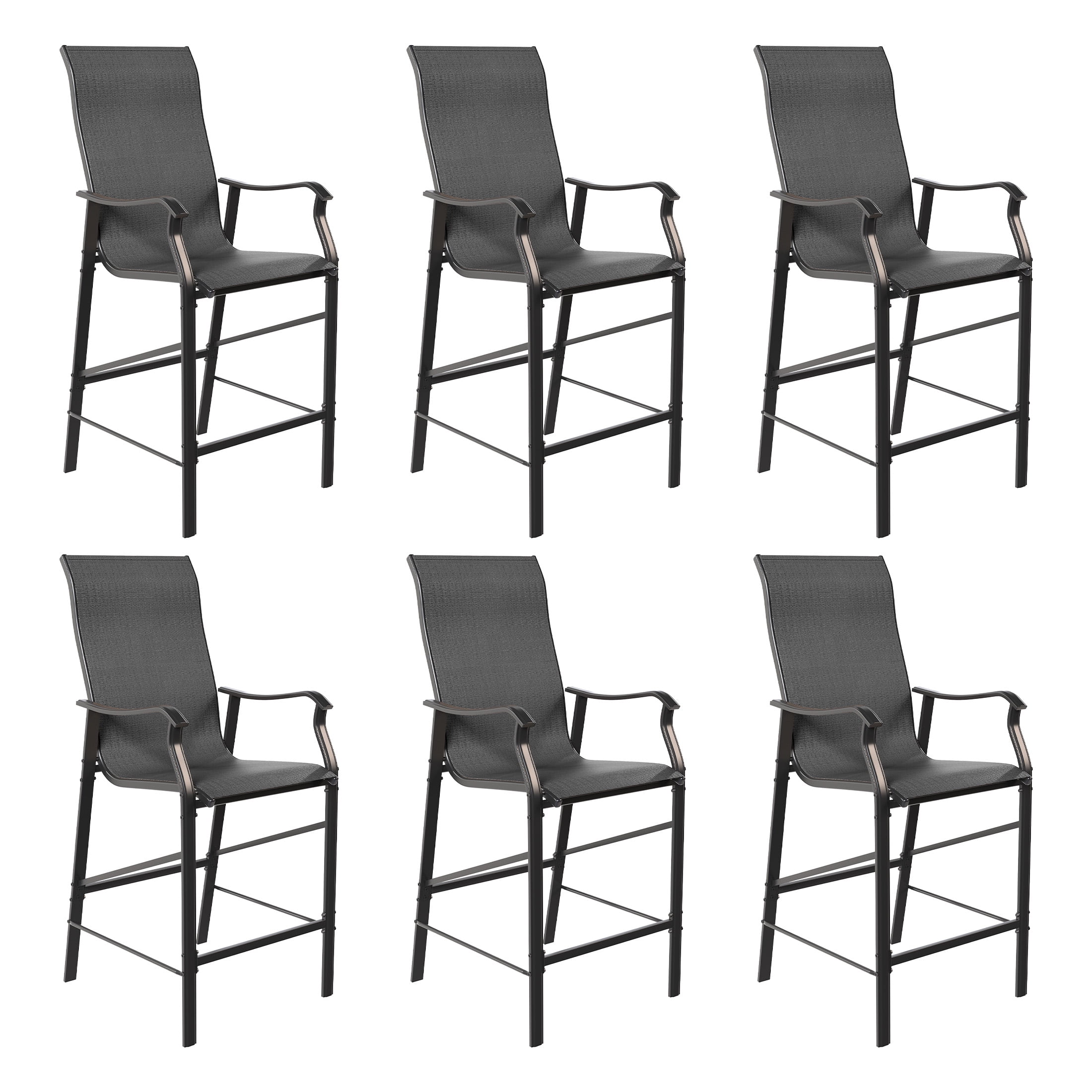 Poteban Patio Bar Stools Chair of 6, Outdoor Bar Chairs for Backyard ...