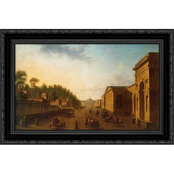 Potemkin street 24x17 Black Ornate Wood Framed Canvas Art by Alekseyev, Fyodor
