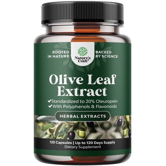 Potent Olive Leaf Extract Capsules - High Strength Antioxidant Supplement with Pure Olive Leaf with 20% Oleuropein - Herbal Heart Health Supplement - Vegan Non-GMO & Gluten Free (4 Month Supply)