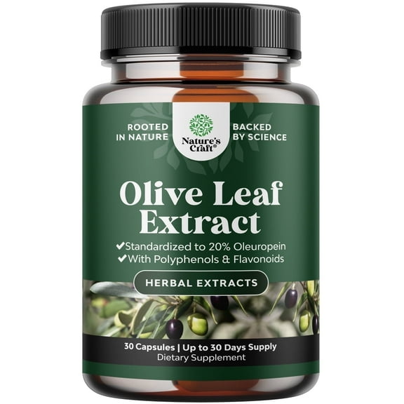Nature’s Craft Olive Leaf Extract Capsules High Strength Antioxidant Supplement, 30 Count
