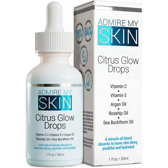 Admire My Skin Vitamin C Gua Sha Oil for Face - Organic Facial Oil for Glowing Skin with + Argan & Rosehip Oils - For a Dewy, Youthful Glow 1oz