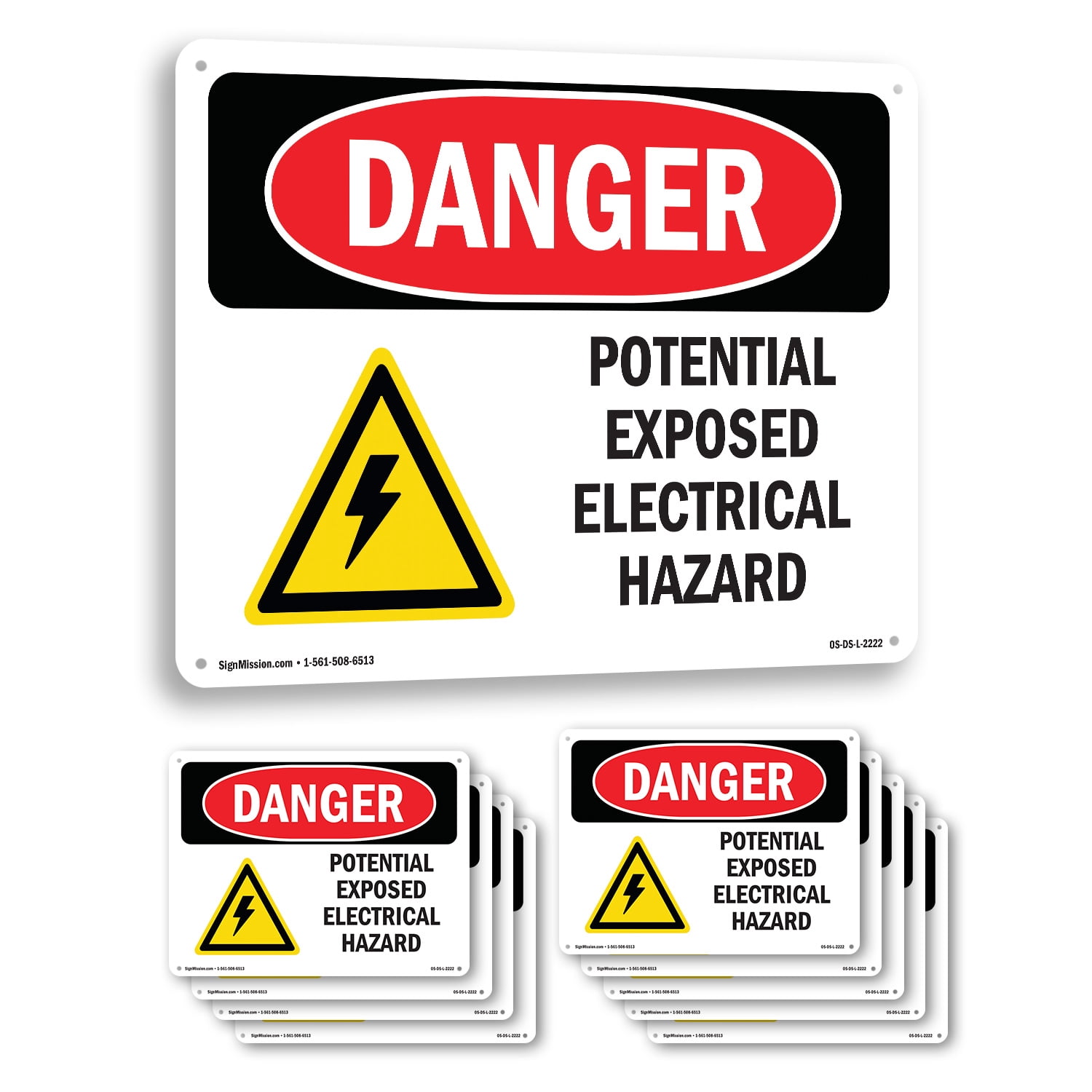 Potential Exposed Electrical Hazard OSHA Danger Rigid Plastic Sign 24 ...