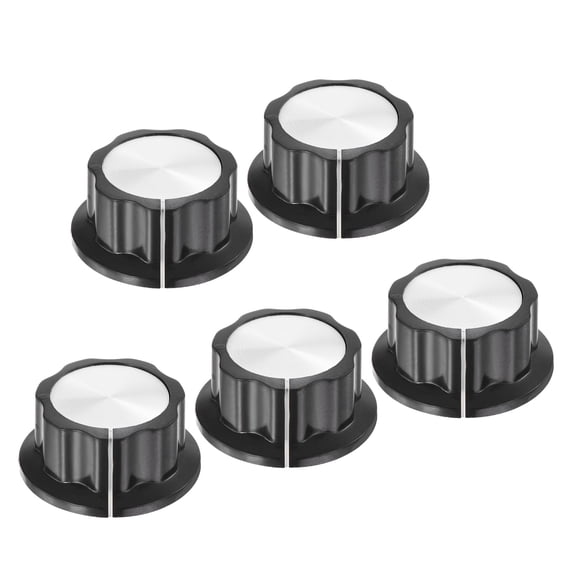 Potentiometer Knobs Aluminium Alloy 45x20.5mm 6mm Hole Volume Control Knob Cap For Guitar with 5pcs Set Screw Black 5PCS