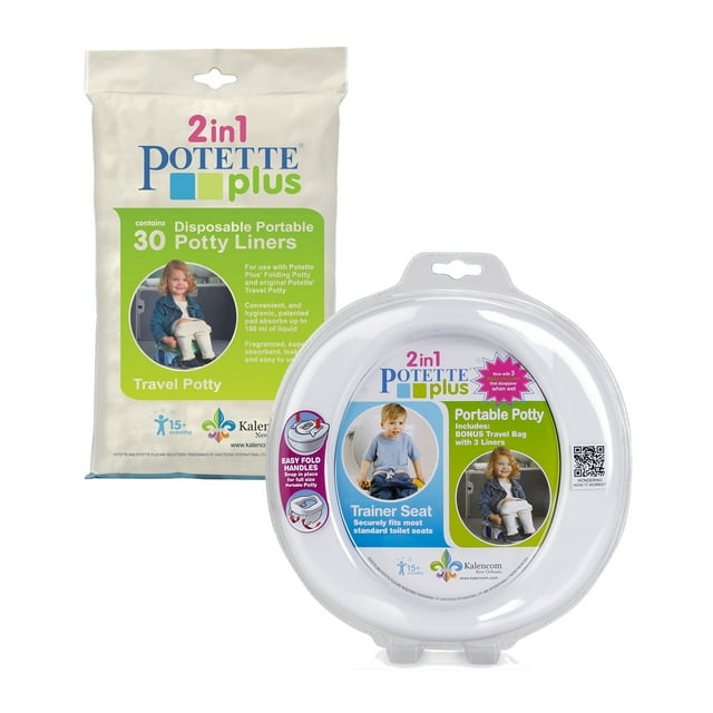 Potette White/Gray Potty Training Bundle 1 Potette + 30 Disposable