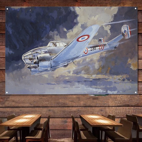 Potez 63-11 A3 Fighter Jet Banner & Flag - Aviation Military Wall Art Poster For Room Studio Bedroom - Attack Aircraft Canvas Print Art Work - Air Force Wall Decoration 38" x 57"