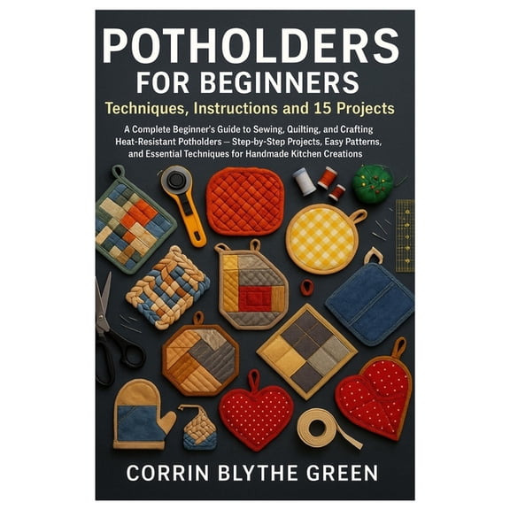 Potholders For Beginners: Techniques, Instructions And 15 Projects: A Complete Beginner's Guide To Sewing, Quilting, (Paperback)