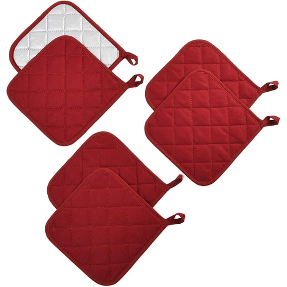 Potholders Set Trivets Kitchen Heat Resistant Pure Cotton Coasters Hot Pads Pot Holders Set of 6 for Everyday Cooking and Baking by 7 x 7 Inch (Blue)
