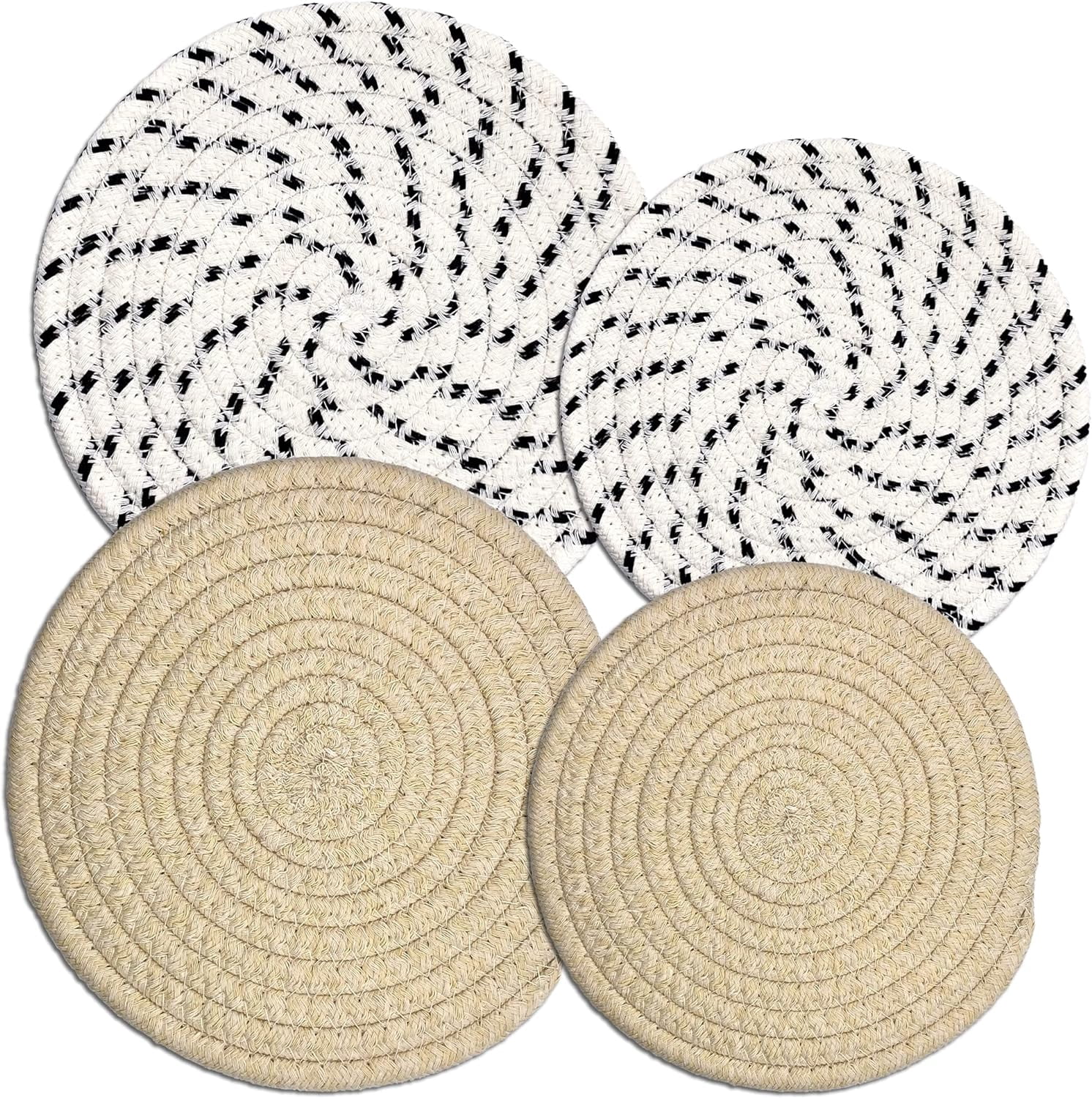Potholders Set Trivets Set of 4[Two 9-Inch+Two 7-Inch] | 100% Eco Pure ...