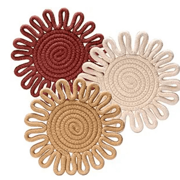 Potholders for Kitchen,Hot Pads Hot Mats or Trivets for Hot Pots and Pans,Table D rations,Set of 3, 100% Cotton,7.5"(Lace)