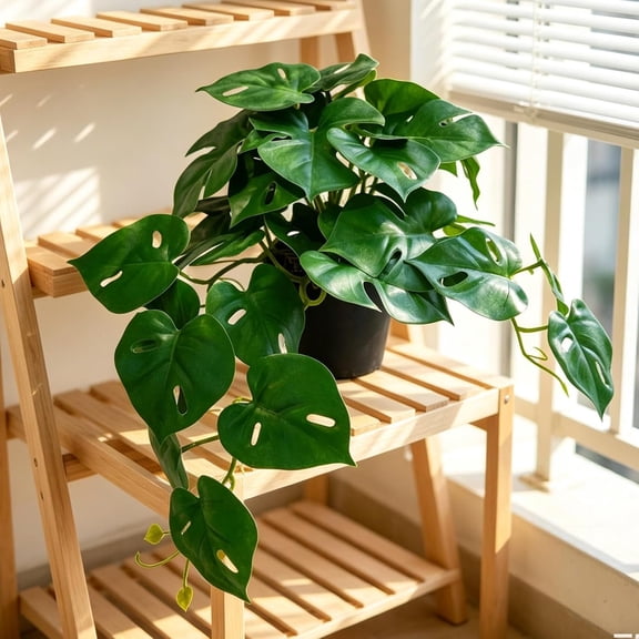 Pothos Indoor with Pots, Realistic Small Artificial Trailing Vines, Faux Ivy , Potted for Shelf Bathroom Office Decor, Artificial House -Tropical Leaf