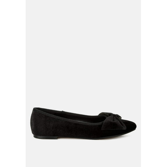 Pothos Luxurious Velvet Bow Ballerinas