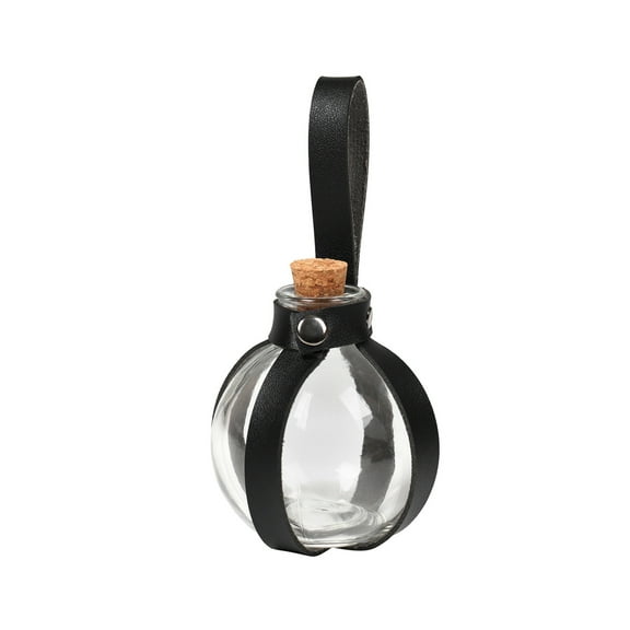 Potion Bottle with Cork, Witch and Magician Round Spherical Glass Bottle, for Halloween Party Cosplay Accessories, Black