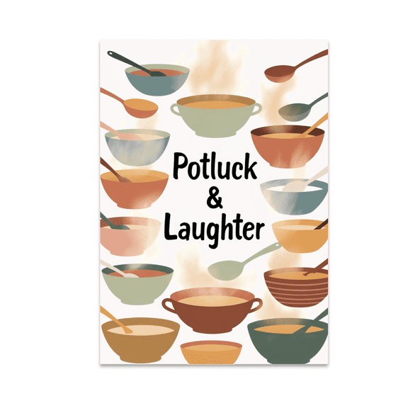 Potluck & Laughter Kitchen Art - Family Gathering Decor - 13x19 Poster Print