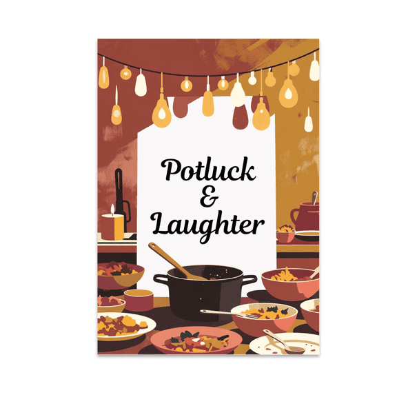 Potluck Scene Kitchen Wall Art - Family Gathering Decor - 13x19 Poster Print