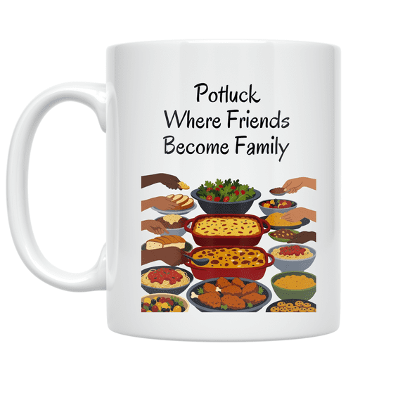 Potluck Where Friends Become Family - Food Sharing Enthusiast - 11 oz Ceramic Coffee Mug